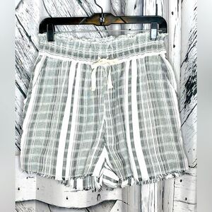 Ecote Striped Cotton Shorts Frayed M